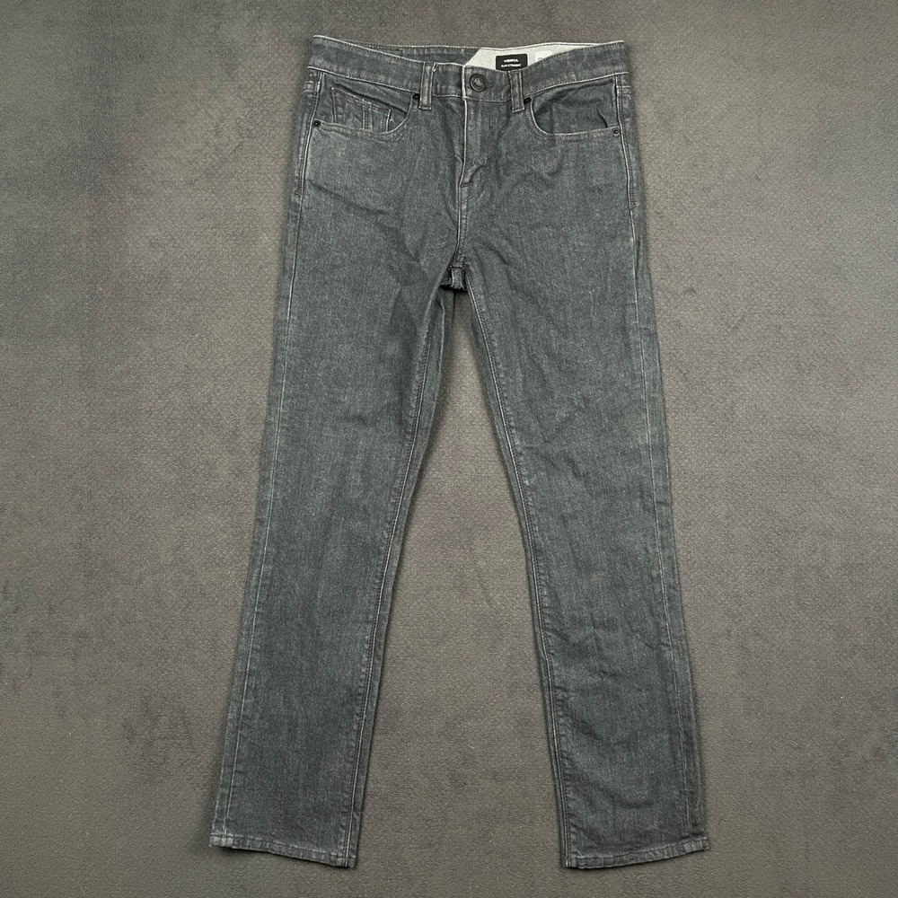 Volcom Vorta Slim Straight Jeans Mens 29 Gray Stretch Skater Denim 30x29 NEW